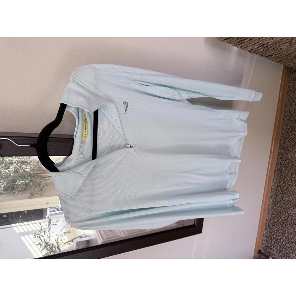 Straight Down Light Blue Performance Pullover Wit… - image 1